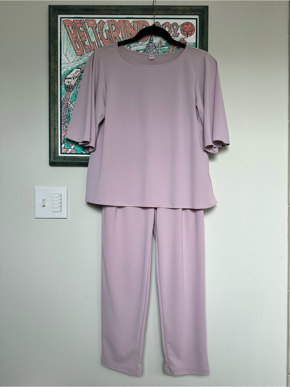 Uniqlo Purple Pink Crepe Jersey Two-Piece Outfit (Blouse Pants) Women’s Size XS